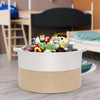 Vinsani Laundry Basket Natural Cotton Hand-Woven Rope Hamper Two Tone Scandinavian Home Décor Minimalist Aesthetic Storage For Clothes Baby Toys Nursery Bathroom and Bedroom Use