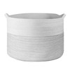 Vinsani Laundry Basket Natural Cotton Hand-Woven Rope Hamper Two Tone Scandinavian Home Décor Minimalist Aesthetic Storage For Clothes Baby Toys Nursery Bathroom and Bedroom Use
