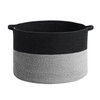 Vinsani Laundry Basket Natural Cotton Hand-Woven Rope Hamper Two Tone Scandinavian Home Décor Minimalist Aesthetic Storage For Clothes Baby Toys Nursery Bathroom and Bedroom Use