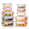 Vinsani Glass Food Containers 8 / 10-Pack Rectangle Square Containers with Airtight Lids Food Meal Prep Lunch Boxes Heat Resistant Leakproof Lid BPA-Free Dishwasher Microwave Freezer Safe