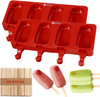 Vinsani Ice Lolly Moulds Silicone 4 / 8 Cavity Ice Cream Lolly Mould, Ice Lolly Makers Food Grade BPA Free Ice Cream Mould for Frozen Popsicle Tray DIY Layer Yoghurt Ice Cream Lolly Tray – Red