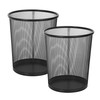 Vinsani Round Mesh Trash Can | 2 Pack | Minimalist Stylish Modern Metal Waste Basket Rubbish Trash Garbage Bin for Office Dorm Bedroom Kitchen Living Room Bathroom - 26.5cm x 23.5cm - Black