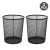 Vinsani Round Mesh Trash Can | 2 Pack | Minimalist Stylish Modern Metal Waste Basket Rubbish Trash Garbage Bin for Office Dorm Bedroom Kitchen Living Room Bathroom - 26.5cm x 23.5cm - Black
