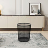 Vinsani Round Mesh Trash Can | 2 Pack | Minimalist Stylish Modern Metal Waste Basket Rubbish Trash Garbage Bin for Office Dorm Bedroom Kitchen Living Room Bathroom - 26.5cm x 23.5cm - Black