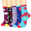 Vinsani 5-Pair Pack Cute Animal Print Socks Fun Colorful Combed Cotton Socks One Size Fits All Soft Breathable Comfortable Lightweight Everyday Socks for School Work Travel Parties Casual Wear