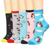 Vinsani 5-Pair Pack Cute Animal Print Socks Fun Colorful Combed Cotton Socks One Size Fits All Soft Breathable Comfortable Lightweight Everyday Socks for School Work Travel Parties Casual Wear