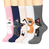 Vinsani 5-Pair Pack Cute Animal Print Socks Fun Colorful Combed Cotton Socks One Size Fits All Soft Breathable Comfortable Lightweight Everyday Socks for School Work Travel Parties Casual Wear