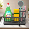 Vinsani Kitchen Sink Caddy Organiser with Auto-Draining Tray – Removable Stainless Steel Sink Tidy with Divider & Brush Holder – No Drilling, Flexible Setup Sponge Holder Rack for Countertop