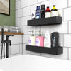 Vinsani 2 Pack Rustproof Shower Caddy Shelf – Quick-Dry & Drill-Free Bathroom Organiser with 4 Hooks | Large Wall Mounted Adhesive Storage Rack for Shampoo, Soap & Accessories