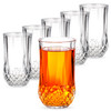 Vinsani Set of 6 Crystal Tall Glasses 350ml – Elegant Transparent Cut Glass Tumblers for Juice Whisky Wine Cocktails Rum Brandy Cocktail Gin Beer Vintage Style Drinkware for Home, Bar or Restaurant