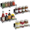 Vinsani 4 Pack Magnetic Spice Rack – Strong No Drill Fridge Storage Shelf | Wall Mounted Metal Herb Jar Holder for Kitchen Organisation – Heavy Duty 11lbs Load, 30x11x6.8cm, Modern Black Design