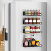 Vinsani 4 Pack Magnetic Spice Rack – Strong No Drill Fridge Storage Shelf | Wall Mounted Metal Herb Jar Holder for Kitchen Organisation – Heavy Duty 11lbs Load, 30x11x6.8cm, Modern Black Design