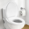 Vinsani Quick Release Toilet Seat Soft Close Thermoset Lid with Push Button Detach Anti-Slip Bumpers Easy Clean Hinges | Universal Bathroom Bowl Seating Fit for O Shaped Toilets - 43 x 36 x 12.5 cm