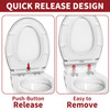 Vinsani Quick Release Toilet Seat Soft Close Thermoset Lid with Push Button Detach Anti-Slip Bumpers Easy Clean Hinges | Universal Bathroom Bowl Seating Fit for O Shaped Toilets - 43 x 36 x 12.5 cm