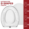 Vinsani Quick Release Toilet Seat Soft Close Thermoset Lid with Push Button Detach Anti-Slip Bumpers Easy Clean Hinges | Universal Bathroom Bowl Seating Fit for O Shaped Toilets - 43 x 36 x 12.5 cm