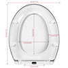 Vinsani Quick Release Toilet Seat Soft Close Thermoset Lid with Push Button Detach Anti-Slip Bumpers Easy Clean Hinges | Universal Bathroom Bowl Seating Fit for O Shaped Toilets - 43 x 36 x 12.5 cm