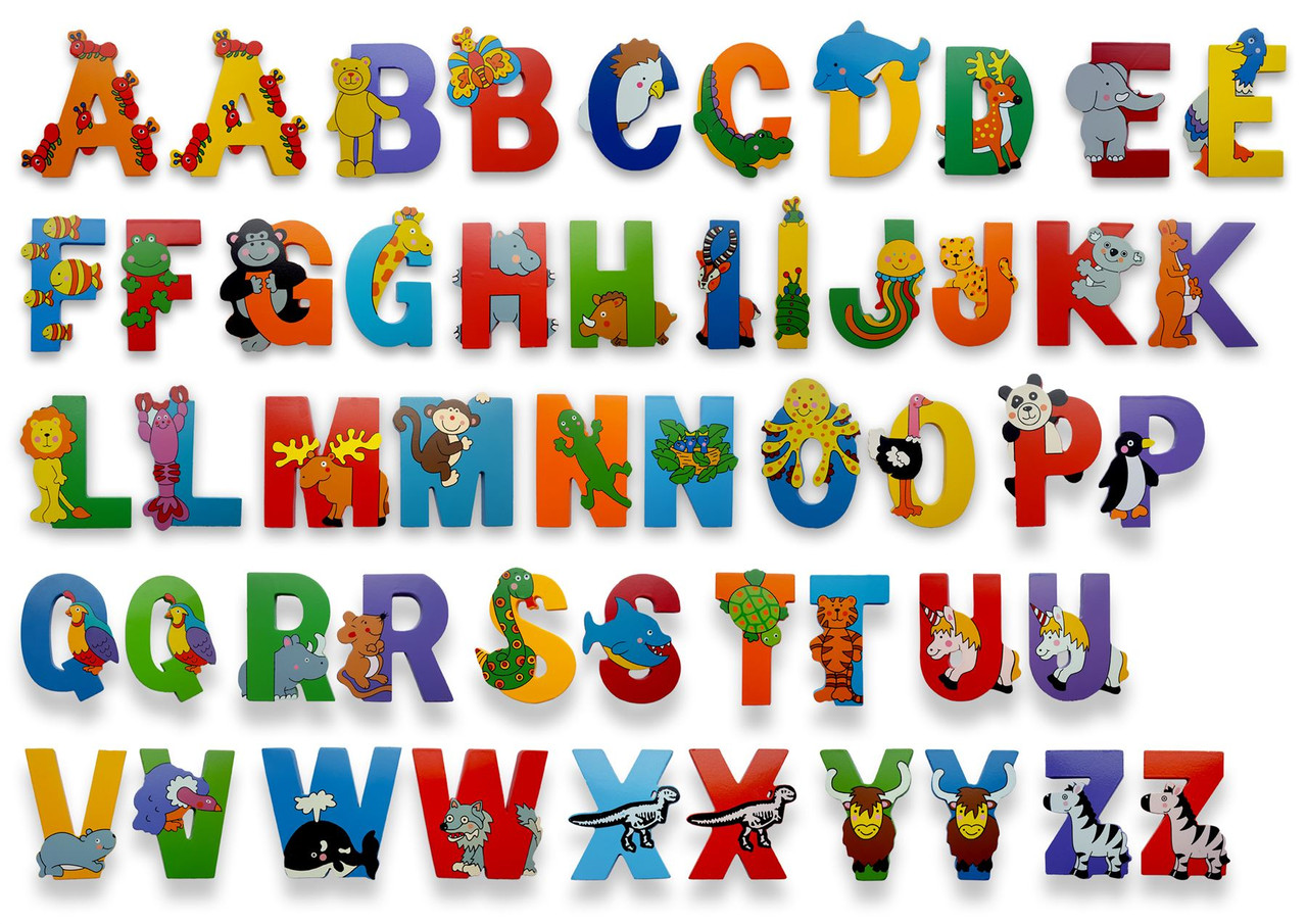 Vinsani Wooden Jungle Animal Upper Case Alphabet Letters