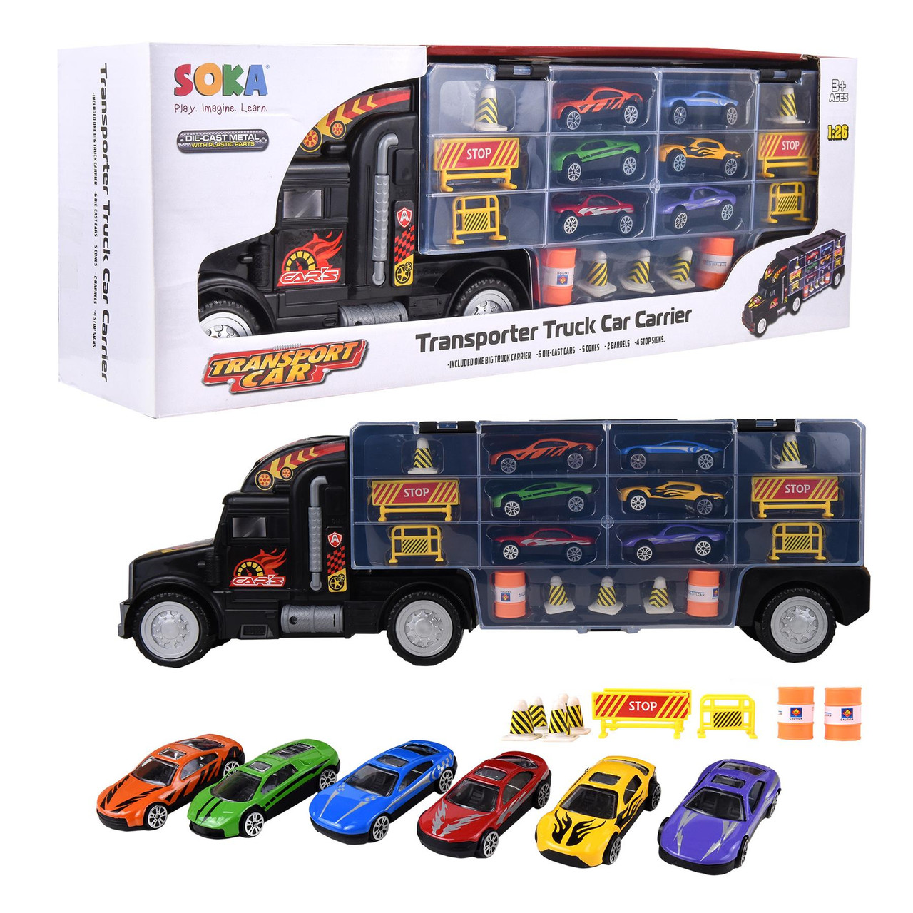 Soka® Car Transporter Carrier Truck Toy Play Vehicle Set of