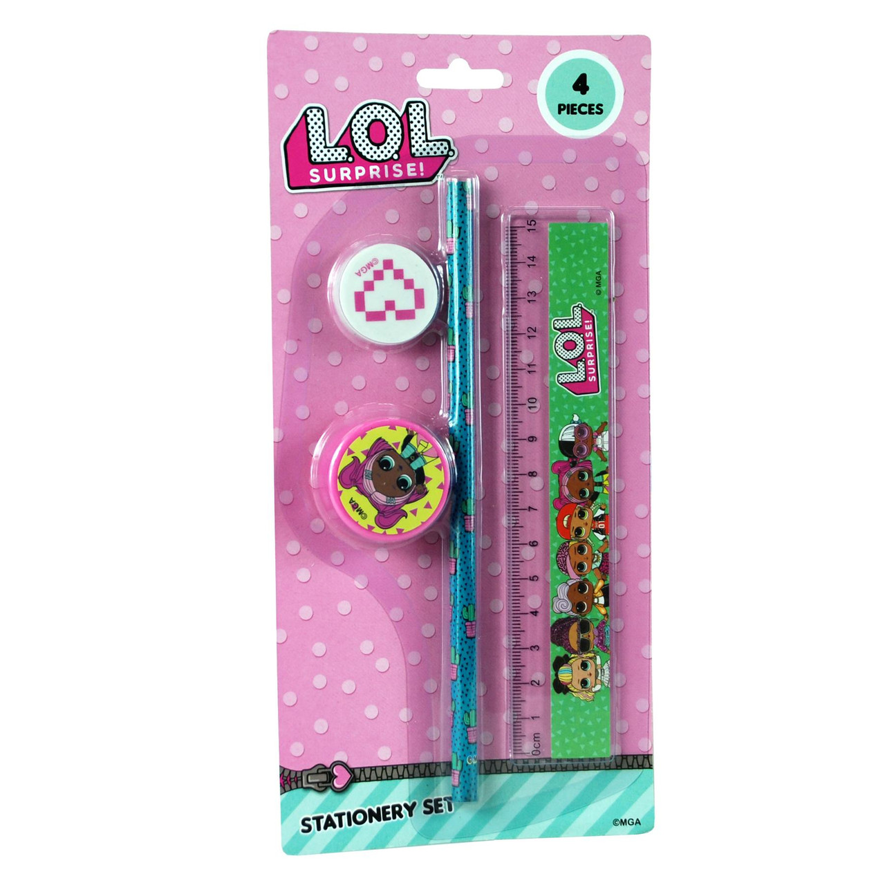  LOL Surprise Doll Pencil Case Set with LOL Stickers and Gel  Pens for Girls, Molded with Zip Closure, Pink : Office Products