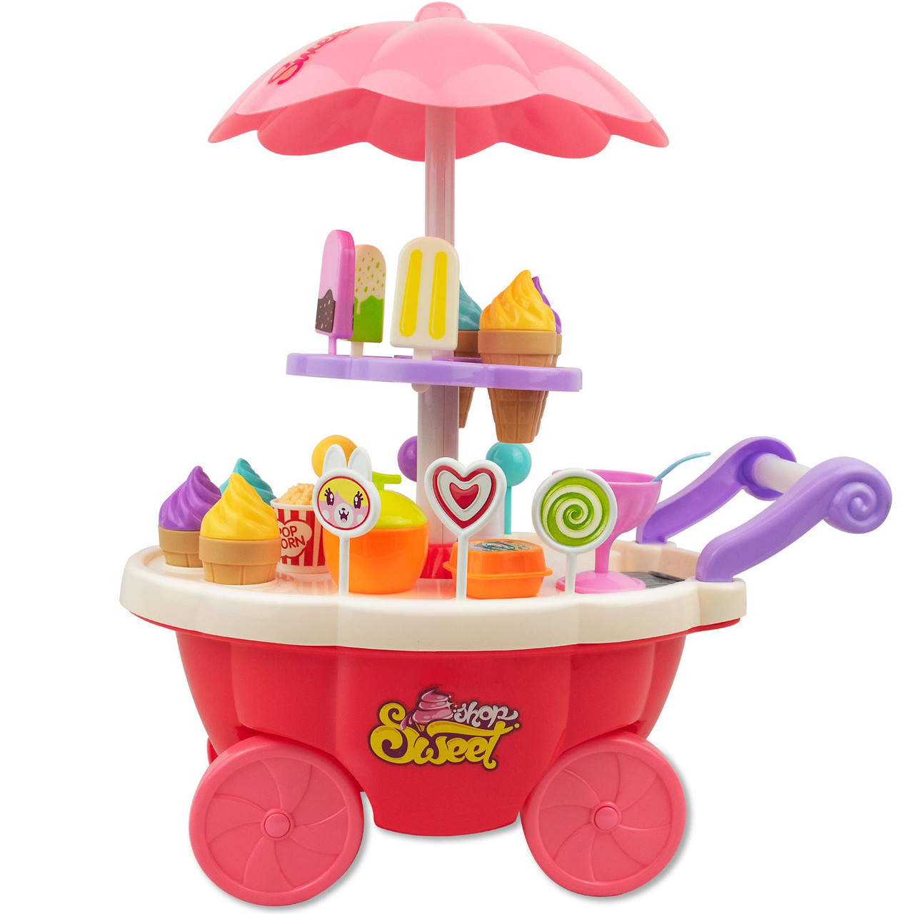 SOKA 36 Pcs Kids Ice Cream Trolley with Light and Sound Pretend Play