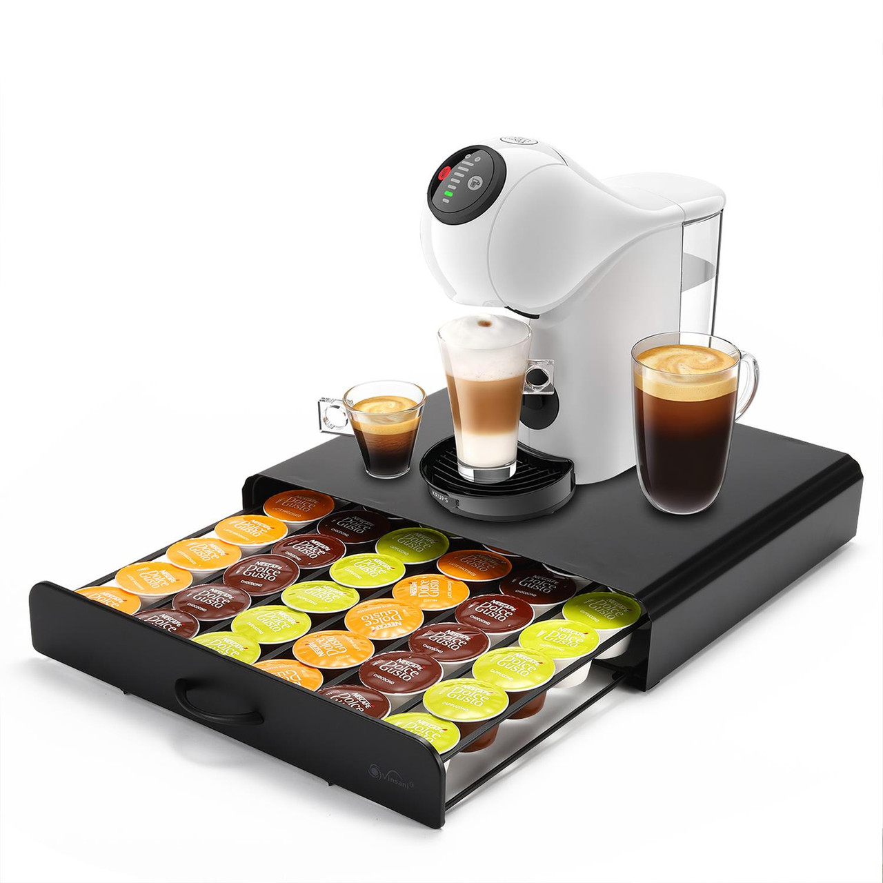 Vinsani 36 Capsules Coffee Pod Storage with Sliding Drawer- Non Slip base  Stackable Holder Organiser Box for Dolce Gusto Coffee Pods - Vinsani Ltd.