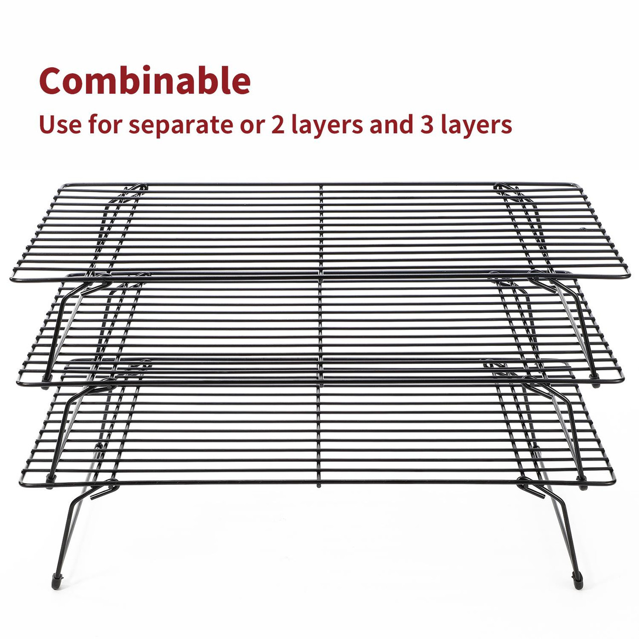 Vinsani Set of 3 HighCarbon Steel Tier NonStick Cooling Rack
