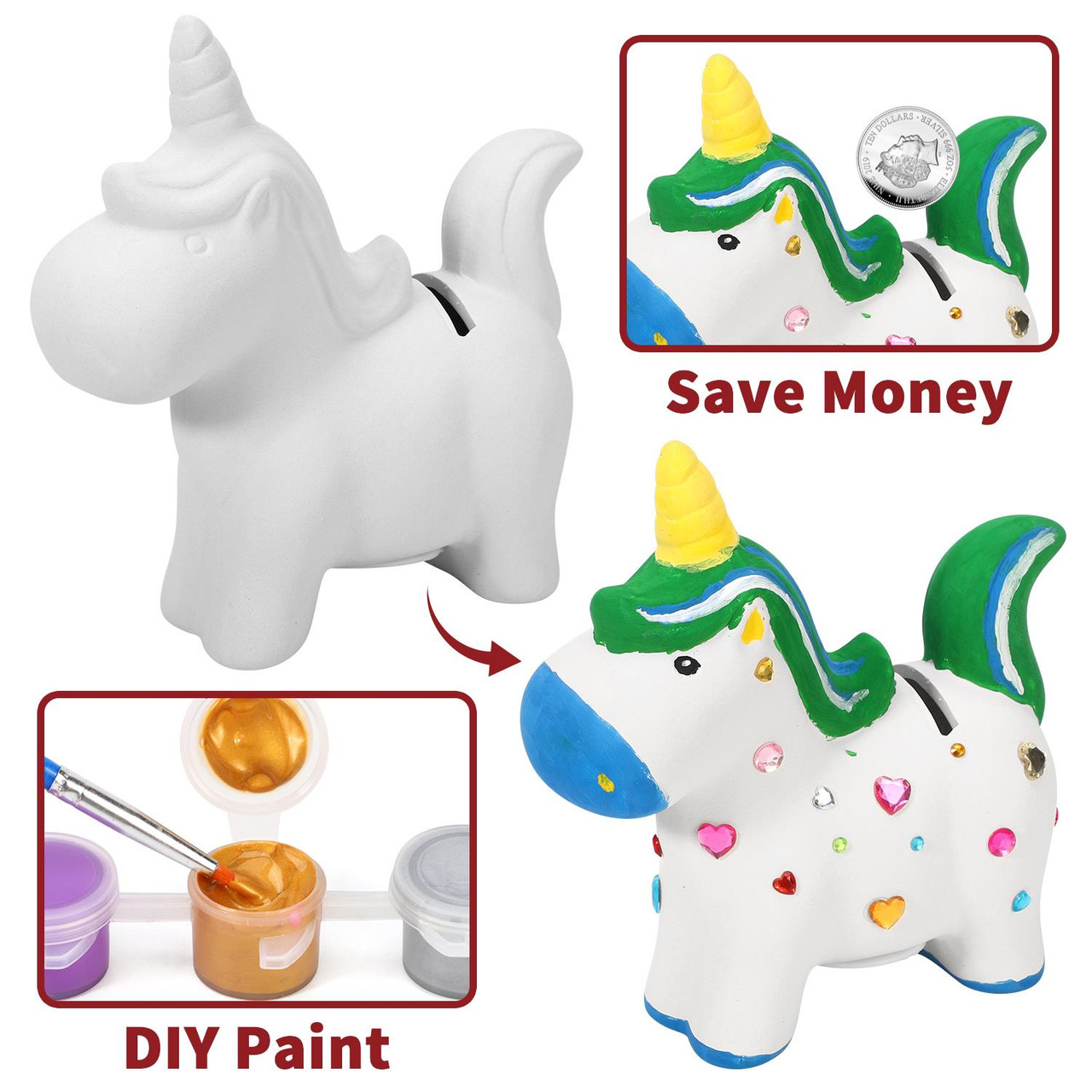 SOKA Paint Your Own Money Bank Arts & Crafts Kit, DIY Fun Creative Stationery Easy to Decorate