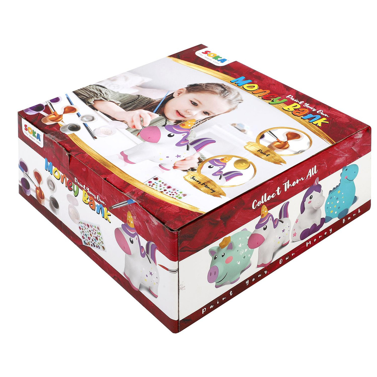 SOKA Paint Your Own Money Bank Arts & Crafts Kit, DIY Fun Creative