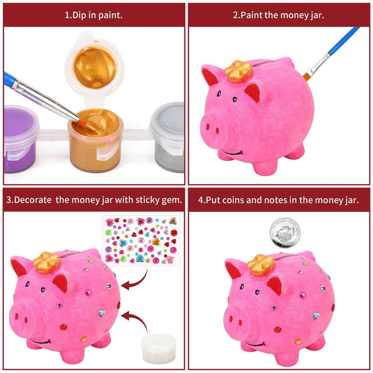 SOKA Paint Your Own Money Bank Arts & Crafts Kit, DIY Fun Creative Stationery Easy to Decorate