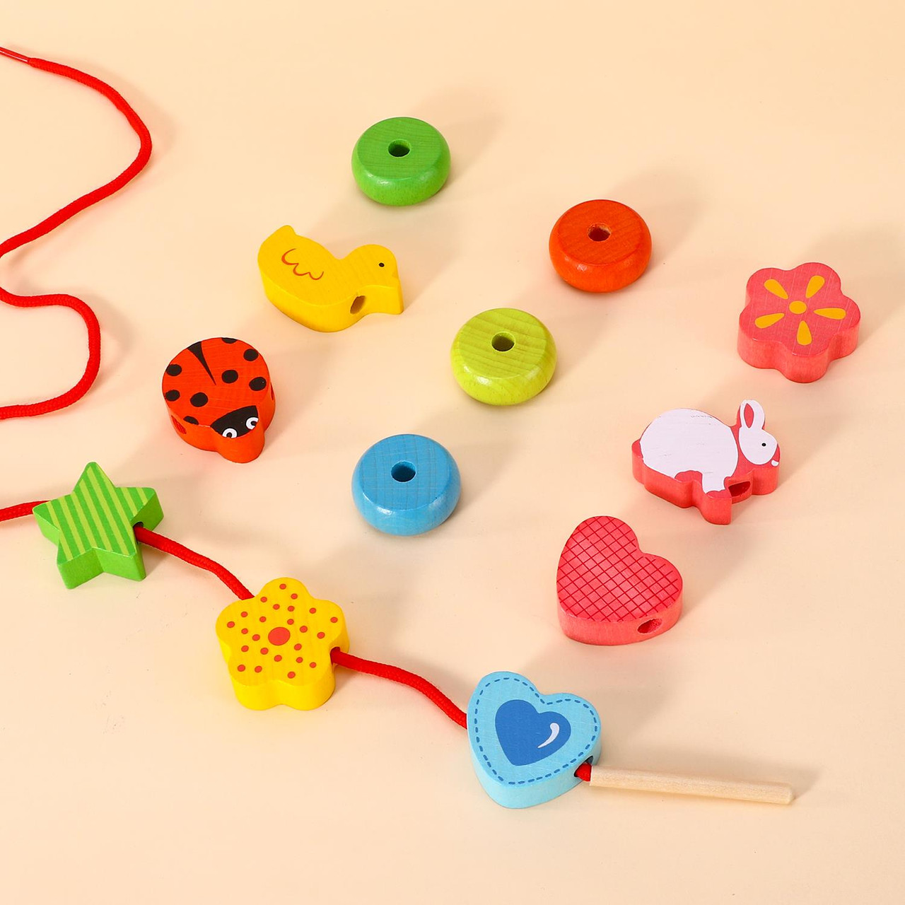 SOKA First Threading Wooden Toy Children Kids Lacing Beads Educational