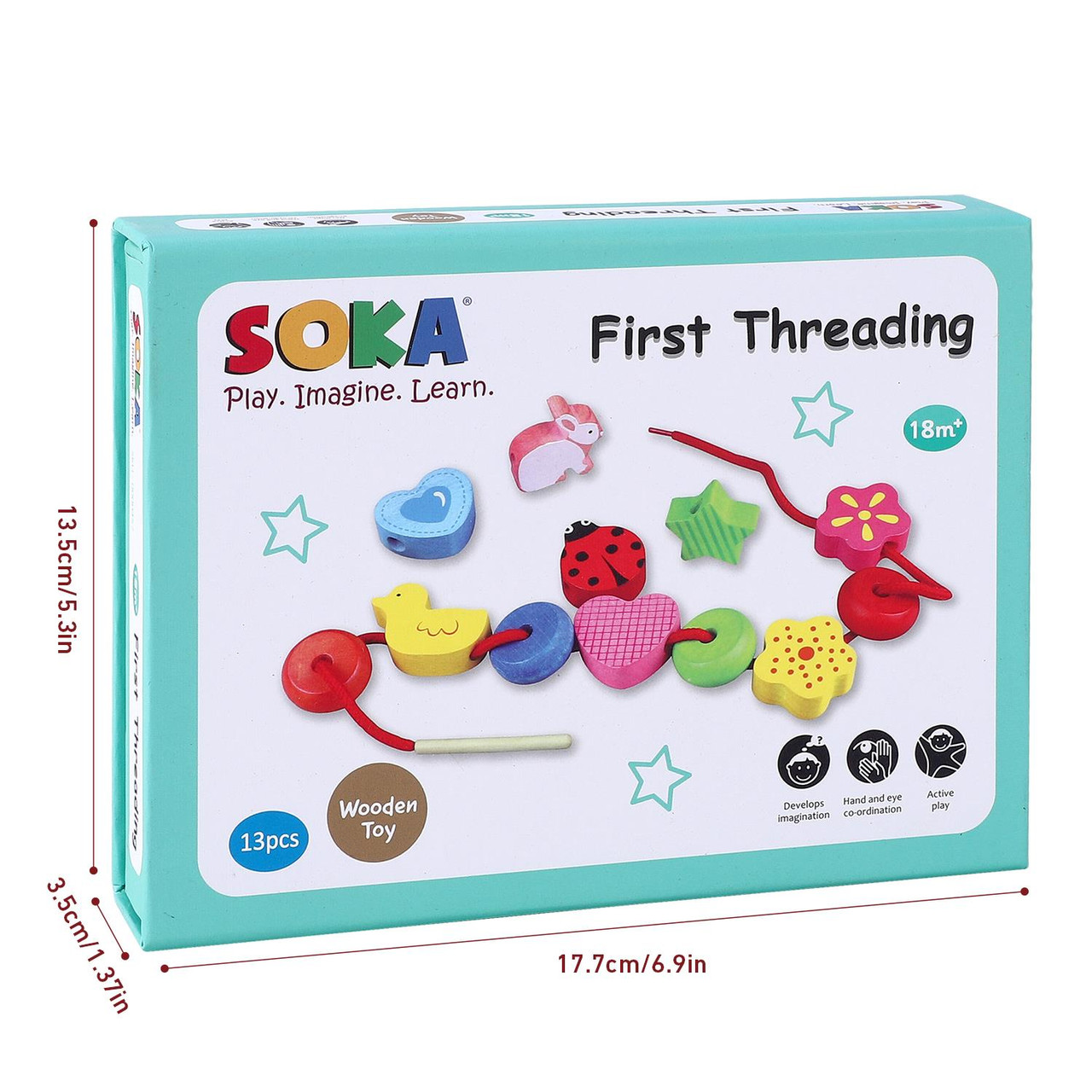 SOKA First Threading Wooden Toy Children Kids Lacing Beads Educational