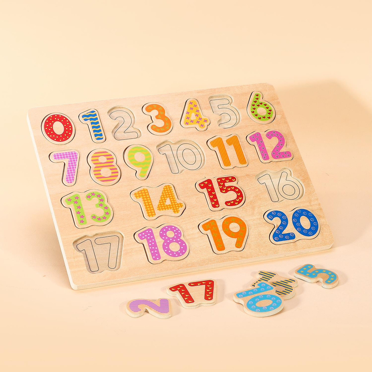 SOKA Wooden Jigsaw Number Puzzle Peg Board Toy Early Educational ...