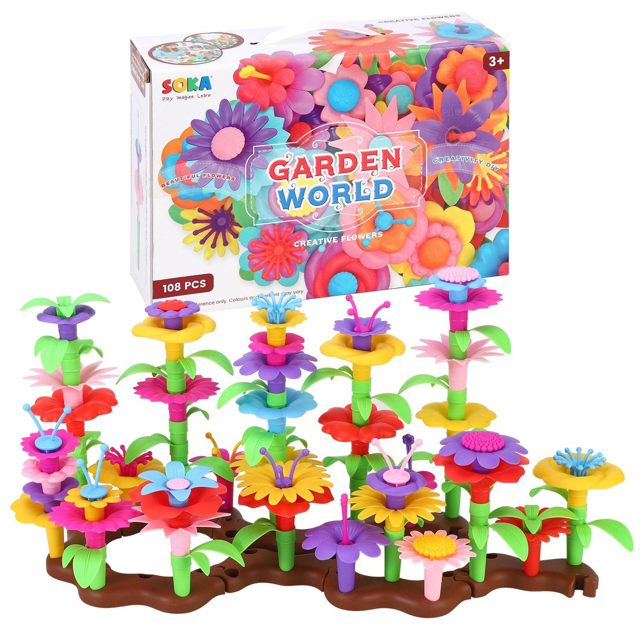 SOKA Garden World Creative Flowers 108 PCS Flower Garden Building Toy Set  Floral Arrangement Bouquet Blocks