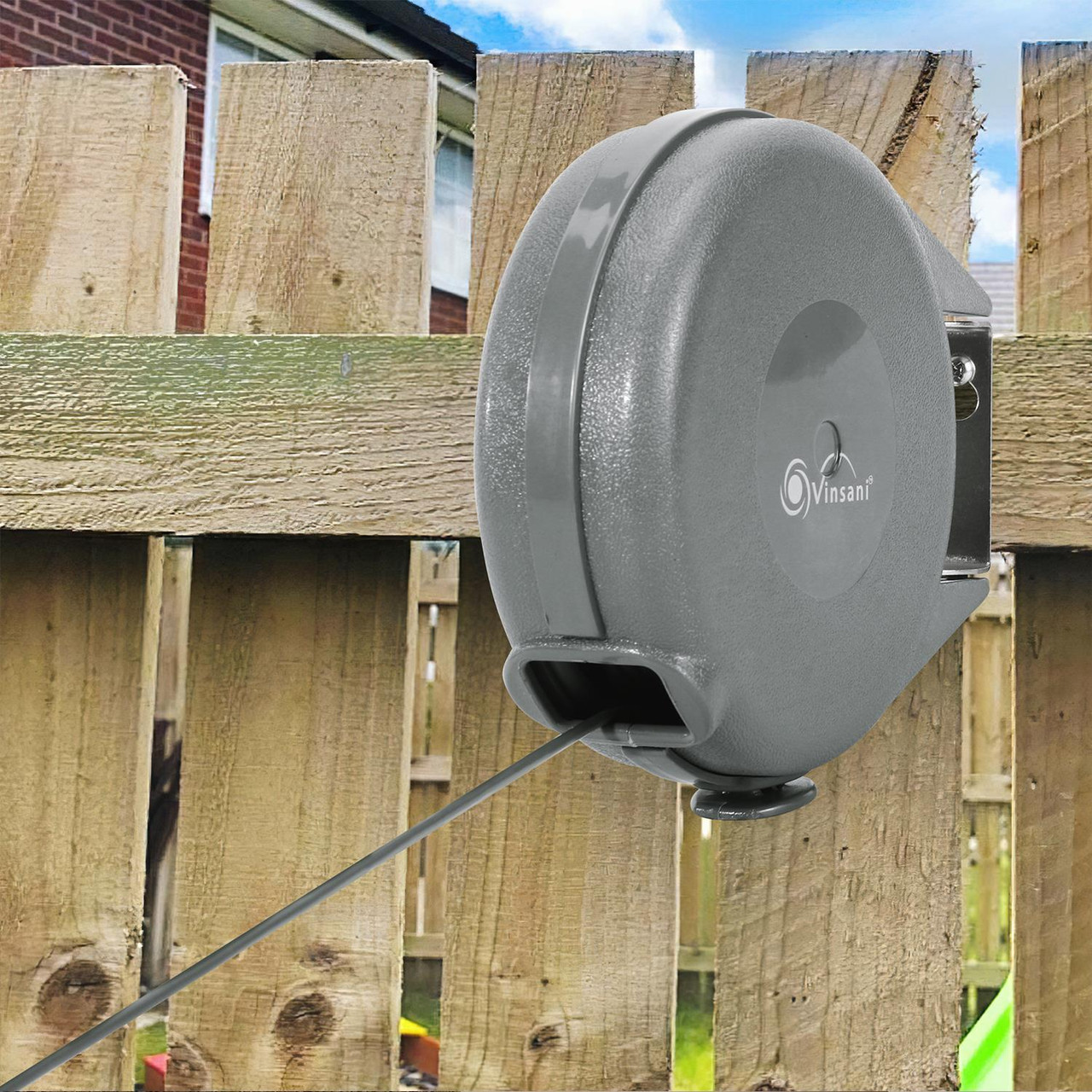 Vinsani 15 Metre Retractable Reel Clothes Lines Washing Line Wall