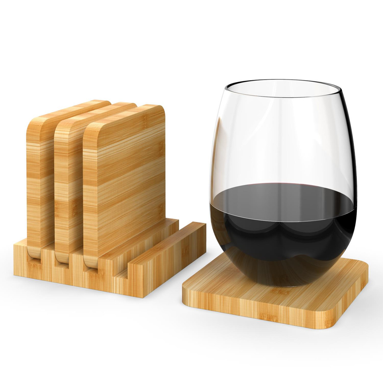 Wood Coasters for Drinks, Wooden Drink Coasters for Home Kitchen Table Housewarming Gift, Size: 3.46*3.46*0.35, Other