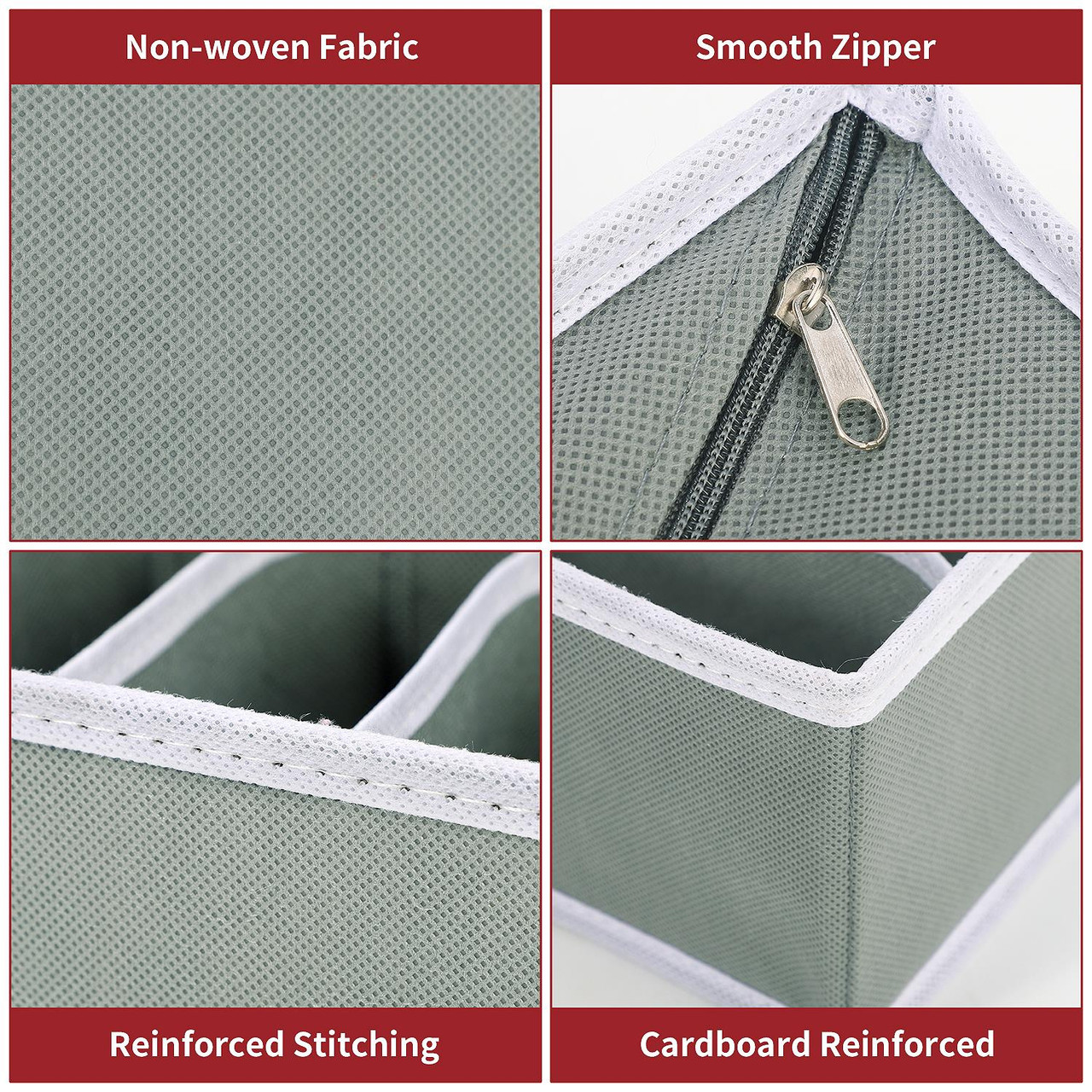 Vinsani Drawer Organiser Set of 4 Wardrobe Storage Dividers for Closet