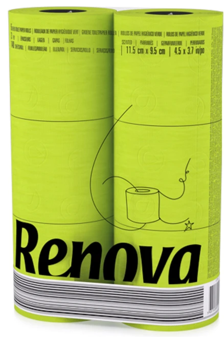 Renova [24 Rolls Green] 3 Ply Soft Colour Toilet Loo Bathroom Tissue Paper Rolls