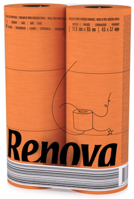 Renova [24 Rolls Orange] 3 Ply Soft Colour Toilet Loo Bathroom Tissue Paper Rolls