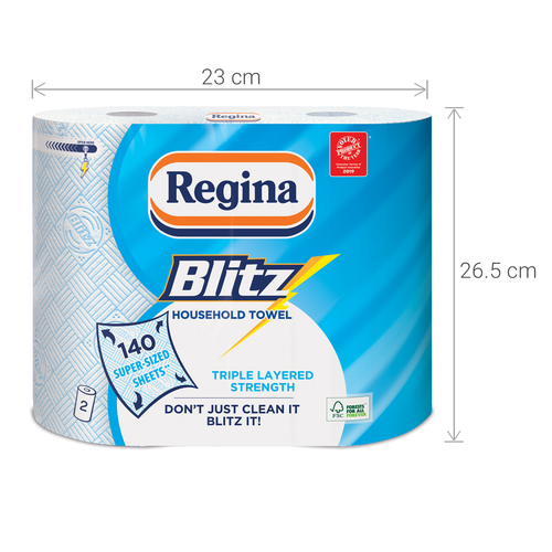8 Rolls Of Regina Blitz 3 Ply Kitchen Roll Paper Towels 70