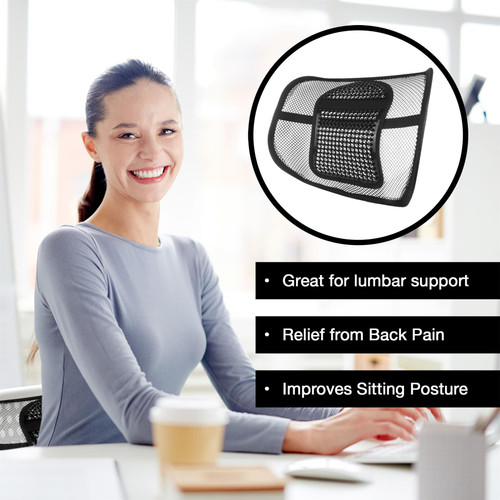Vinsani Back Support Comfort Mesh Lumbar Back Seat Sit Support System Pain Relief for Office Chair Seat with Elasticated Positioning Strap