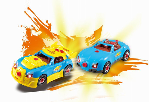 Sports Activity Kit for Kids: Boys and Girls Take Apart Toy Race Car for Toddlers and Real Sounds and Lights Build A Car Kit for Mini Mechanics Electric Tool Screwdriver Racing Car with 30 Pcs. 