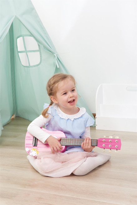 Lelin Wooden Pink Stripe Striped Pink Princess Guitar Children Girls Instrument