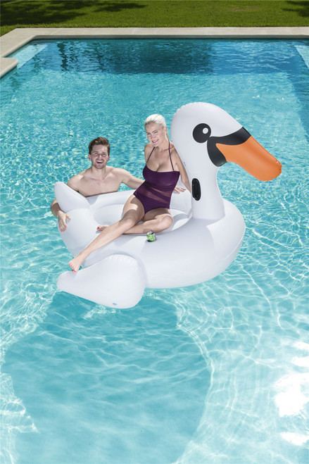 Bestway White Inflatable Giant Mega Supersized Swan Rider Float Pool - 6.8' x 59"