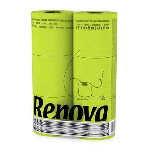 Renova [6 Rolls Green] 3 Ply Soft Colour Toilet Loo Bathroom Tissue Paper Rolls