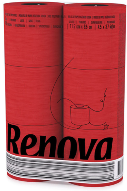 Renova [24 Rolls Red] 3 Ply Soft Colour Toilet Loo Bathroom Tissue Paper Rolls