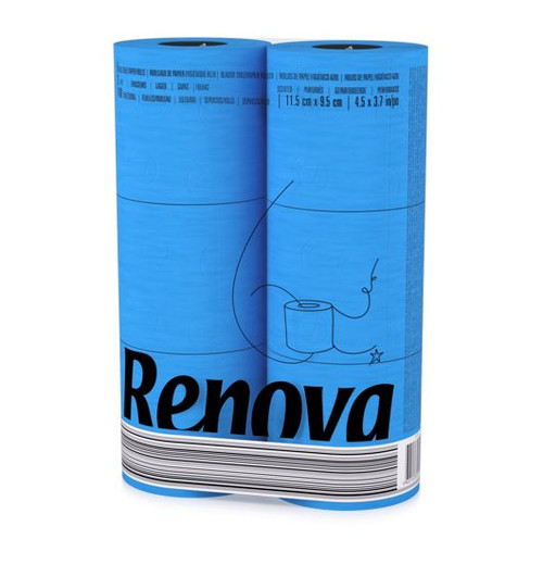 Renova [6 Rolls Blue] 3 Ply Soft Colour Toilet Loo Bathroom Tissue Paper Rolls