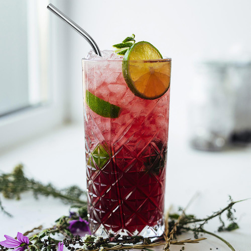 Vinsani 8.5"  Silver Stainless Steel Drinking Straws, Reusable Metal Drinking Straws Set of 8 with 2 Cleaning Brush for Smoothie, Milkshake, Cocktail and Hot Drinks