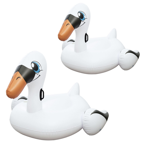 PACK OF 2 White Inflatable Giant Mega Supersized Swan Rider Float Pool - 6.8' x 59"