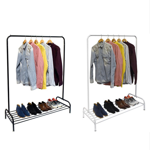 Vinsani® Heavy Duty Metal Clothes Rail Stand with Single Hanging Rail and Lower Storage Shelf - Modern Minimalist Design Organiser For Dresses Boxes & Shoes 160x45x120cm