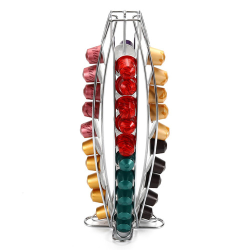 Vinsani 40 Coffee Pod Holder – 4 Tower Coffee Pods Storage Rack Stand Rotating Stackable Storage Pod Large Capacity Organiser for Nespresso Coffee Capsules – Chrome Finish